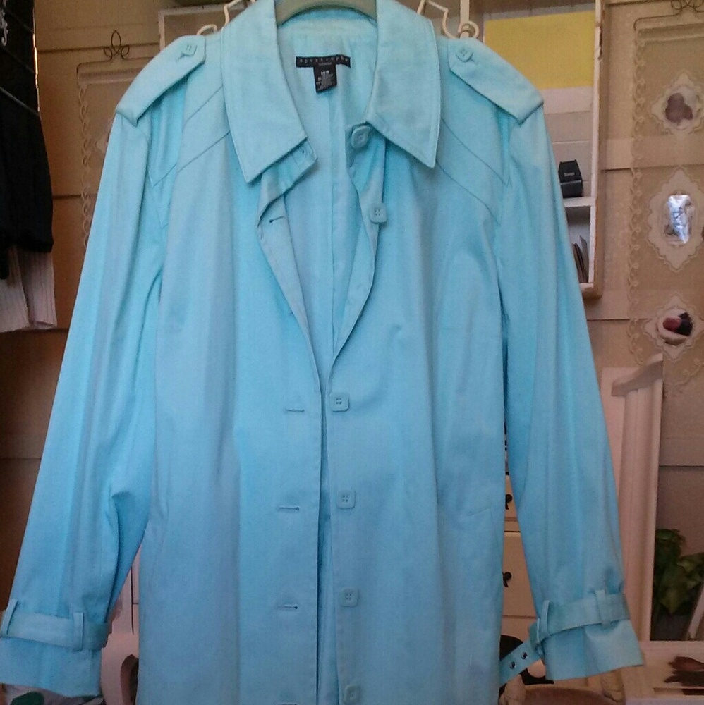 Beautiful turquoise trench coat